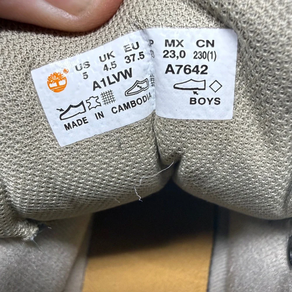 Timberland Boys Euro Hiker Shell Toe Boots Wheat Black A1LVW Size 5Y